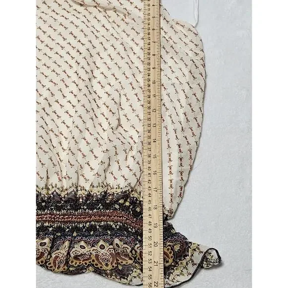 Blue Sketch Blouse Juniors Large Beige Sleeveless Sheer Floral Blouse Top - Picture 8 of 9